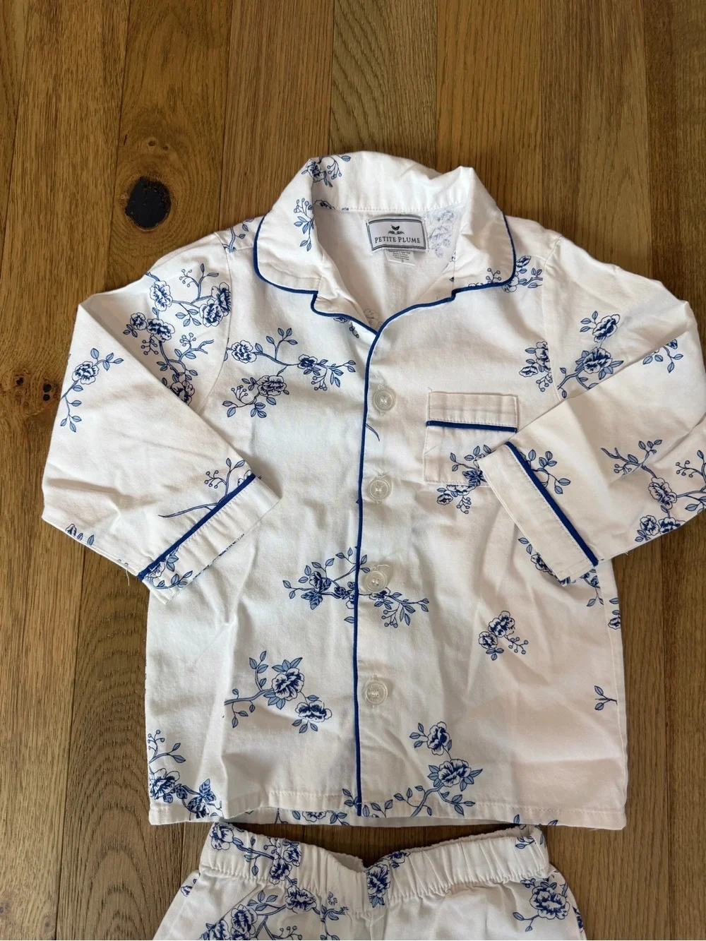 🌙 Petite Plume Blue & White Floral Pajama Set 3T Classic Cotton